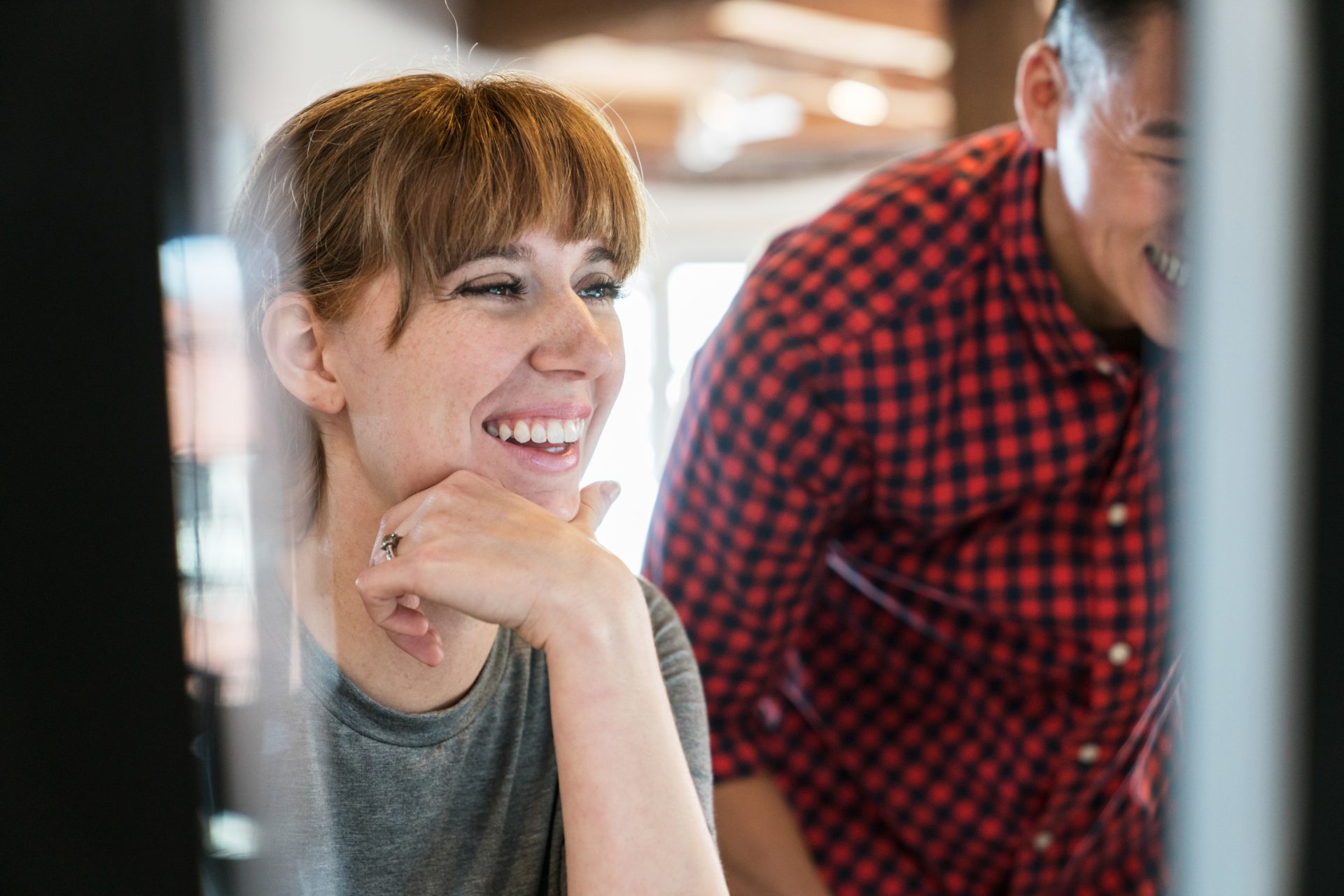 Businesswoman smiling in the office.